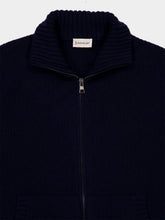 Moncler Dark Blue Zipped Wool Cashmere Cardigan