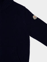 Moncler Dark Blue Zipped Wool Cashmere Cardigan