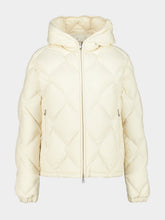 Moncler Ivory Arvouinne Hooded Triangle-Quilted Short Down Jacket