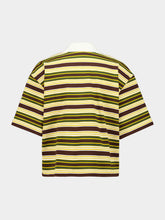 Moncler Brown and Green Striped Cotton Polo Shirt