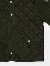 Moncler Dark Green Diamond Quilted Wool Cardigan