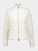 Moncler White Padded Wool Zip-Up Cardigan