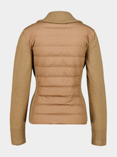 Moncler Beige Padded Zip-Up Wool Cardigan