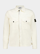 Stone Island Ivory Cotton Twill Zip-Up Overshirt