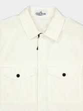 Stone Island Ivory Cotton Twill Zip-Up Overshirt