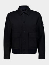 Stone Island Navy Blue Virgin Wool Utility Jacket