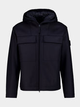 Stone Island Navy Blue Wool Hooded Jacket