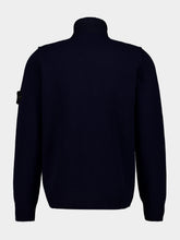 Stone Island Navy Blue Lambswool Zip-Up Jumper