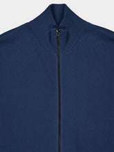 Stone Island Slate Blue Ribbed Cotton Zip-Up Jumper