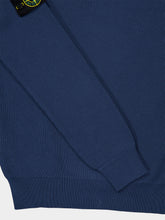 Stone Island Slate Blue Ribbed Cotton Zip-Up Jumper