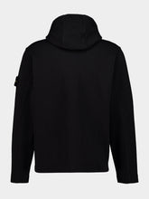 Stone Island Black Organic Cotton Zip-Up Hooded Sweatshirt