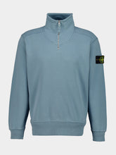 Stone Island Steel Blue Organic Cotton Half-Zip Sweatshirt