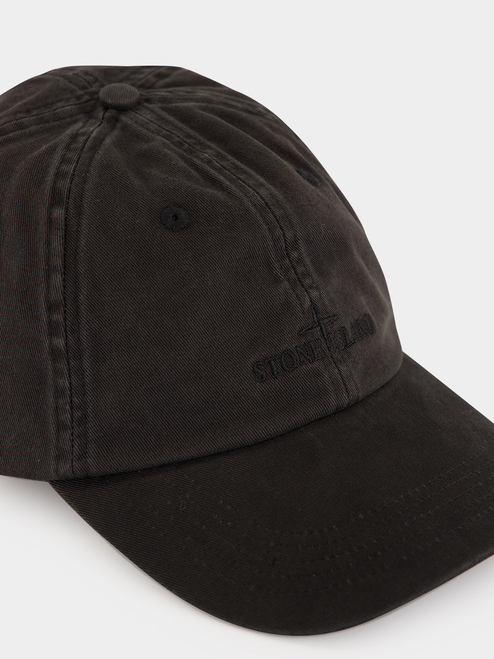 Stone Island Black Logo Embroidered Baseball Cap | Fashion Clinic