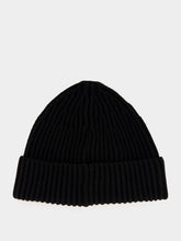 Stone Island Black Ribbed Geelong Wool Beanie
