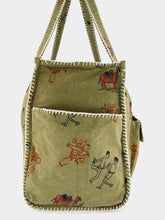 Baziszt Khaki Green Cotton Pocket Tote Bag