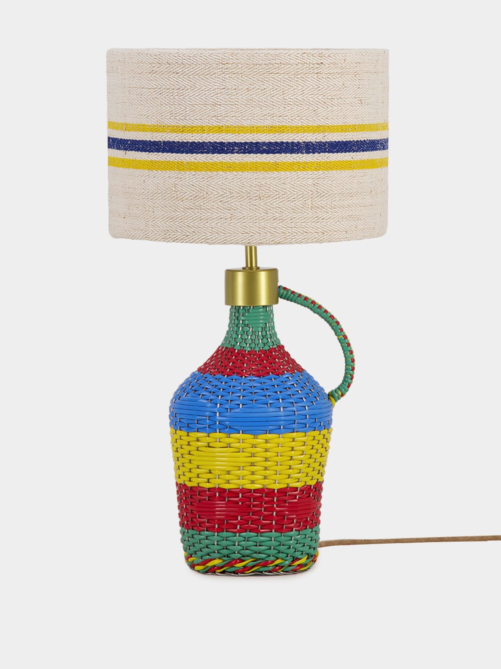 Striped Medium Blue and Yellow Linen Lampshade