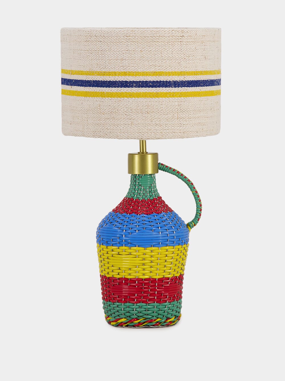 Striped Medium Blue and Yellow Linen Lampshade