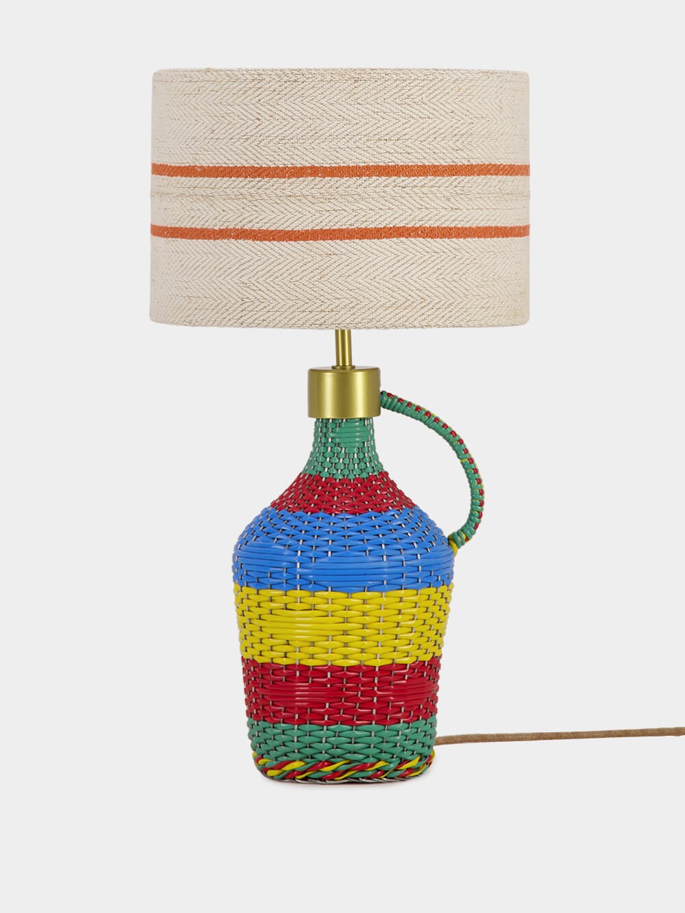 Striped Orange Linen Lampshade