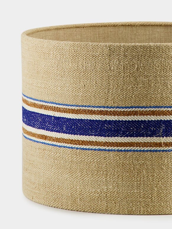 Striped Large Brown and Blue Lampshade