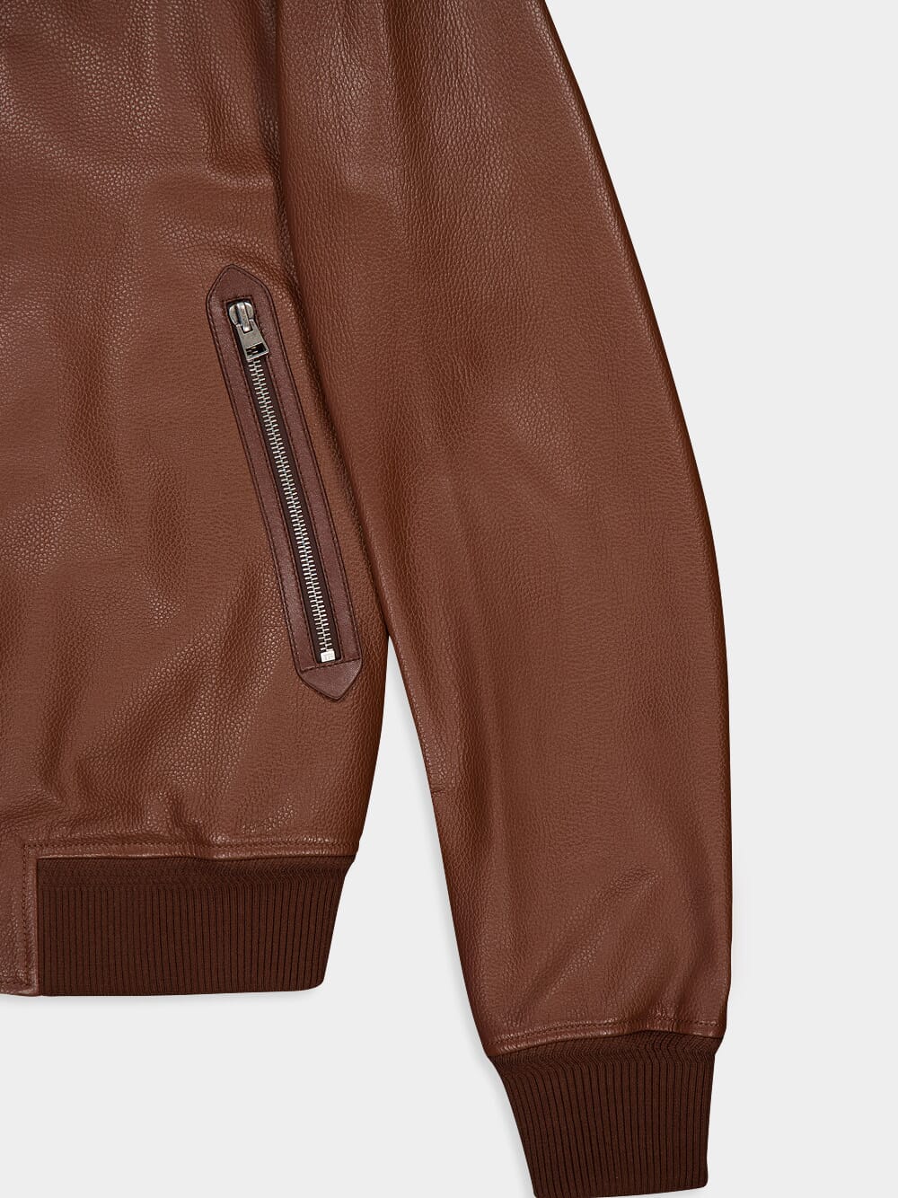 Tan Grain Leather Track Bomber