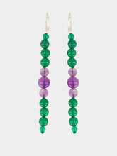 Le Sundial Green Agate and Amethyst Beaded Earrings