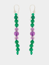Le Sundial Green Agate and Amethyst Beaded Earrings