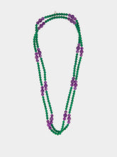 Le Sundial Green Agate and Amethyst Sautoir Necklace
