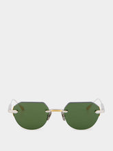 Lunetterie Générale Grand Prix Green Rimless Sunglasses