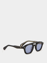 Lunetterie Générale Black Square Sunglasses with Blue Lenses