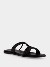 HEREU Black Lina Woven Strappy Toe-Post Sandal
