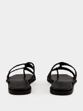 HEREU Black Lina Woven Strappy Toe-Post Sandal