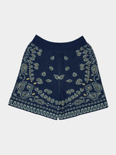 Alanui Arbour-Light Blue Cotton Piquet Bandana Bermuda Shorts