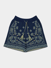 Alanui Arbour-Light Blue Cotton Piquet Bandana Bermuda Shorts