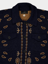 Alanui Navy Blue Bandana Jacquard Wool Blend Jacket
