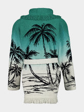 Alanui Green Wave Bloom Jacquard Cardigan