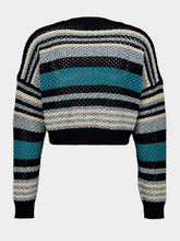 Alanui Black and Teal Ocean Stripes Sweater