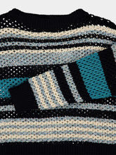 Alanui Black and Teal Ocean Stripes Sweater