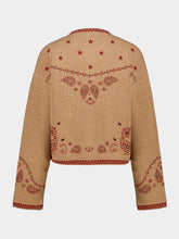 Alanui Camel Bandana Jacquard Wool Cardigan
