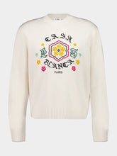 Casablanca White Emblem Merino Knit Crew Neck Jumper