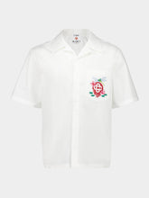 White Cotton Poplin Embroidered Short-Sleeve Shirt