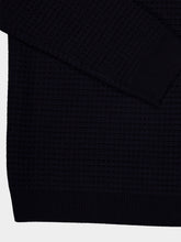 Casablanca Navy Waffle-Stitch Wool Polo Shirt