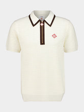 Casablanca White Waffle-Stitch Wool Polo Shirt