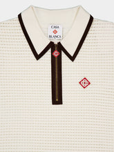 Casablanca White Waffle-Stitch Wool Polo Shirt