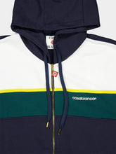 Casablanca Navy Blue and Green Panelled Hooded Sweatshirt