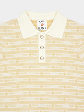Casablanca Beige Knit Logo Short Sleeve Polo Shirt