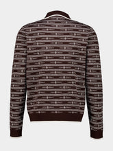 Casablanca Dark Brown Knit Logo Long Sleeve Polo Shirt