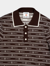 Casablanca Dark Brown Knit Logo Long Sleeve Polo Shirt
