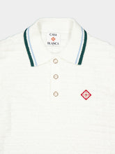 Casablanca White Bouclé Short Sleeve Polo Shirt