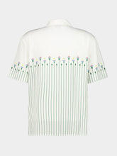 Casablanca Green Linen Floral Stripe Sporty Shirt