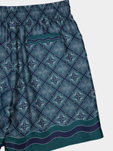 Casablanca Dark Green Radiating Monogram Silk Shorts